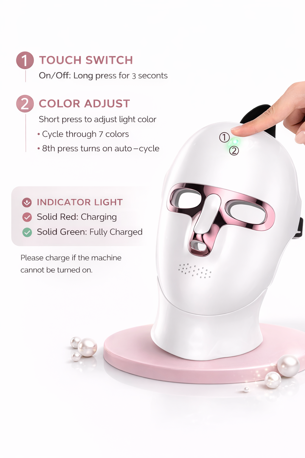 LED маска за лице и шия 7 цвята Photon Skin Beauty червена светлинна маска за лице за подмладяване на кожата