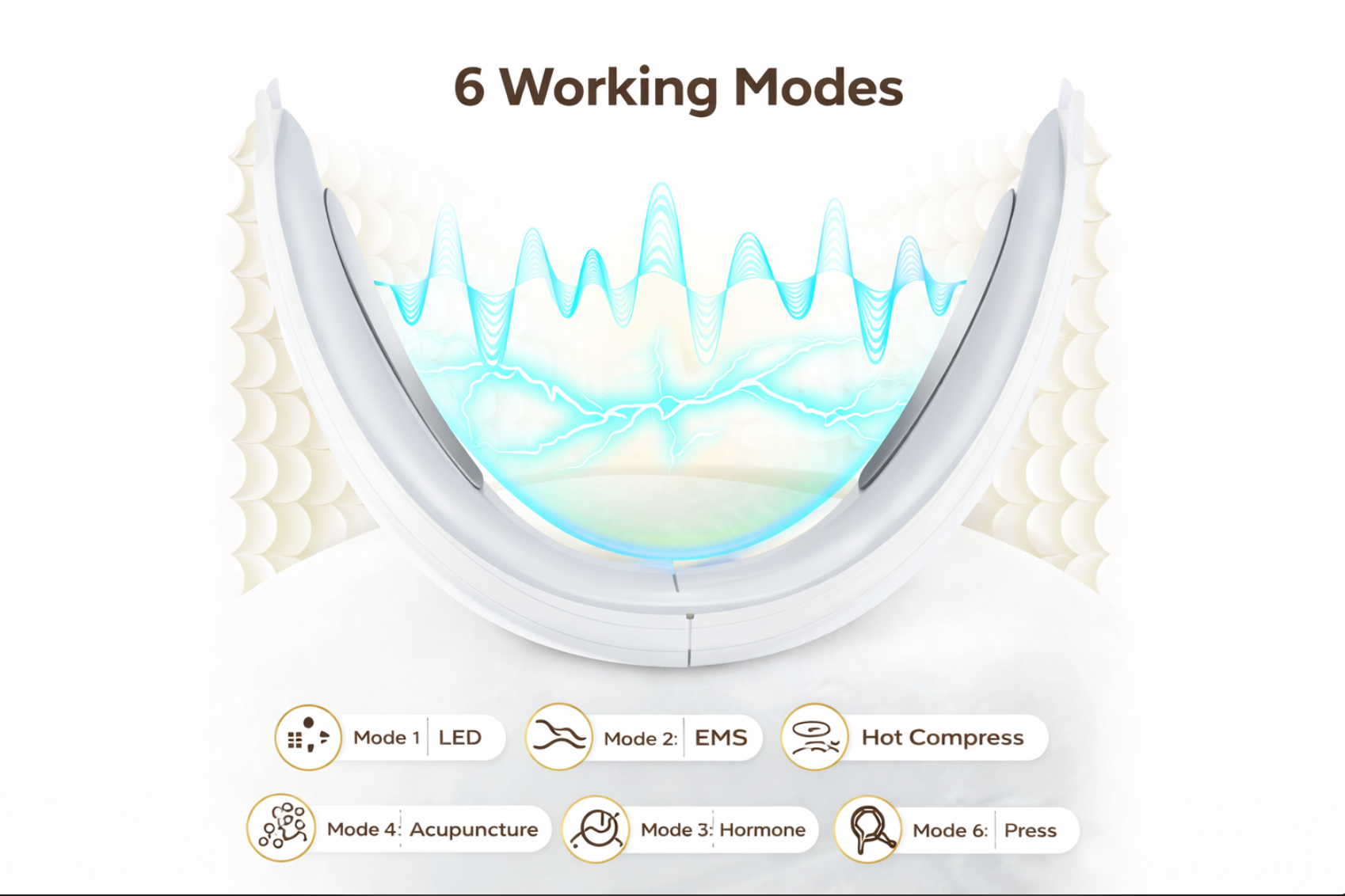 Електрически V-образен лифтинг апарат за лице, 6 режима, 8 нива, EMS микротоков стягащ масажор за лице, премахване на двойна брадичка, грижа за кожата