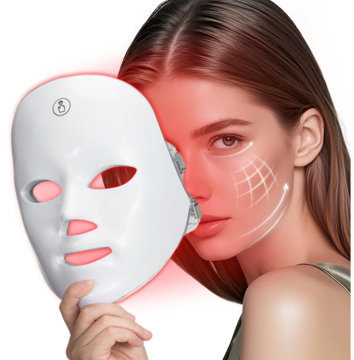 LED маска за лице и шия 7 цвята Photon Skin Beauty червена светлинна маска за лице за подмладяване на кожата